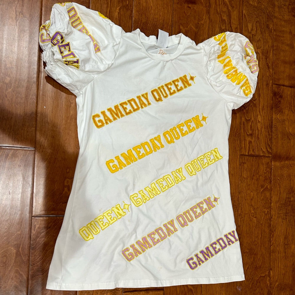Used Size Small Queen of Sparkles gold yellow Gameday Dress